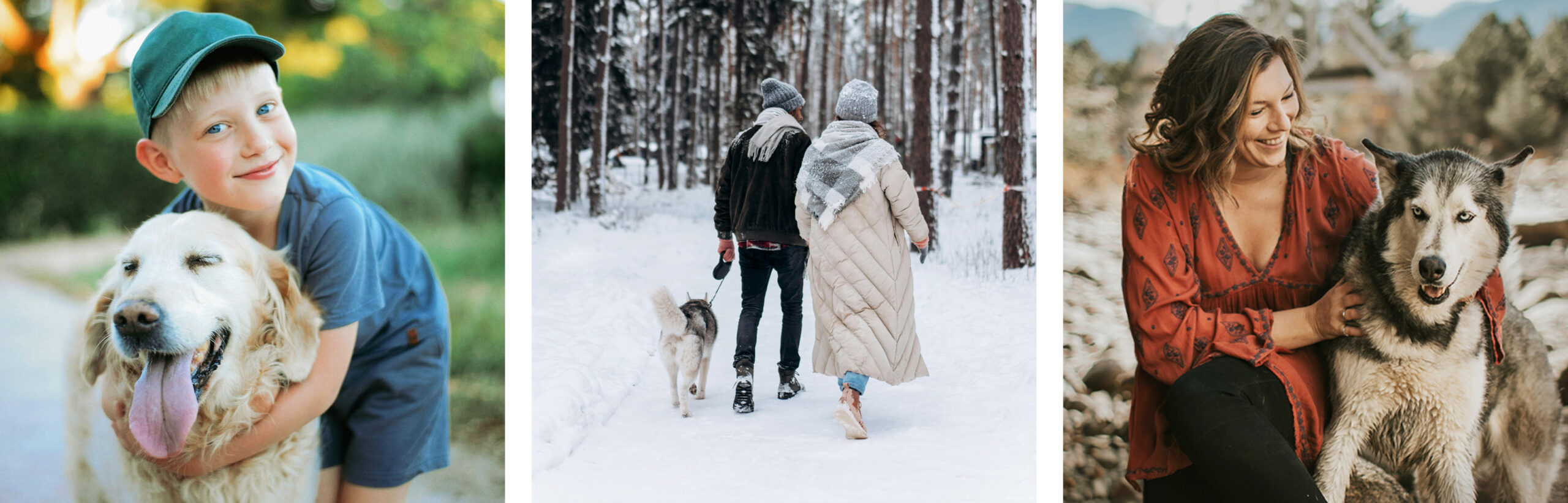 People with dogs during outdoor photoshoot in Colorado
